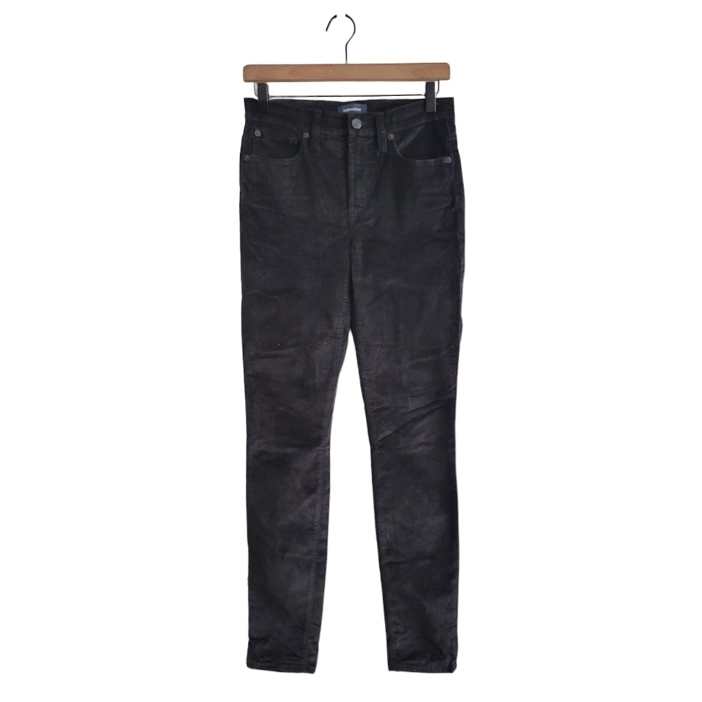 J.Crew Jeans‎ 27 Tall Black Velour 9" High-Rise Toothpick Skinny Pants J7141
